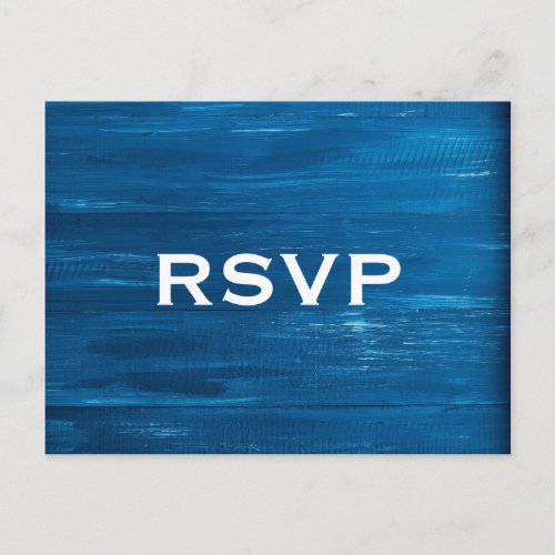 Blue Painted Wood RSVP Postcard