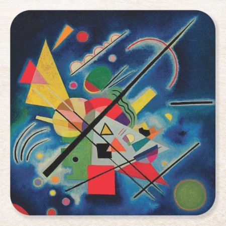 Blue Painting By Wassily Kandinsky Square Paper Coaster