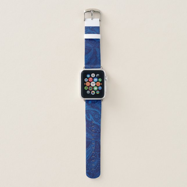 Blue paisley apple watch band (Front)