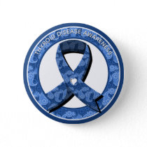 Blue Paisley Awareness Blue Ribbon Button