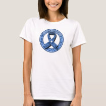 Blue Paisley Awareness Blue Ribbon White Heart T-Shirt