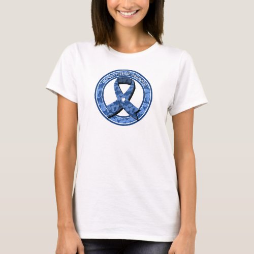 Blue Paisley Awareness Blue Ribbon White Heart T_Shirt