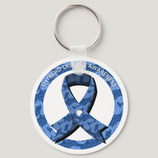 Blue Paisley Awareness Heart Keychain
