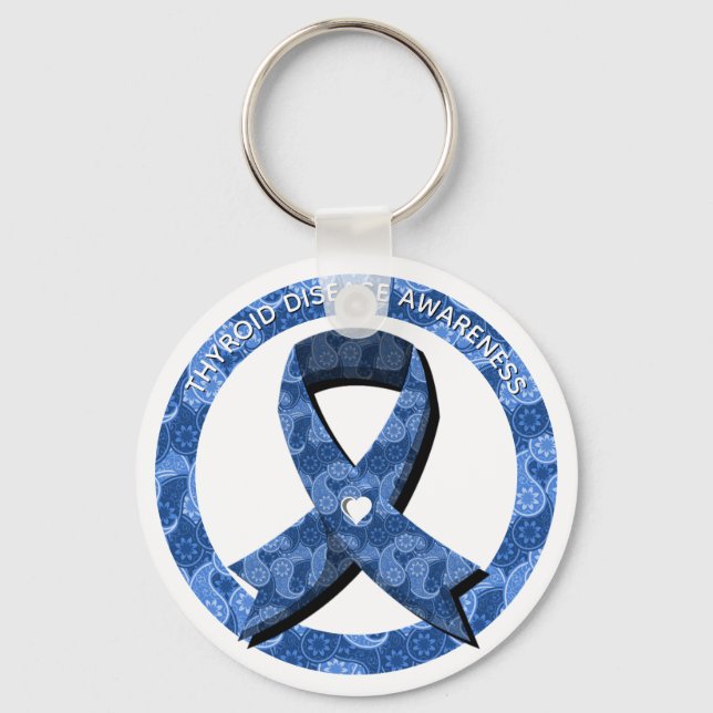 Blue Paisley Awareness Heart Keychain (Front)