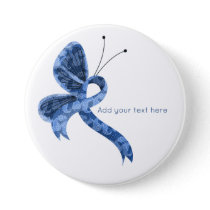 Blue Paisley Awareness Ribbon Butterfly Button