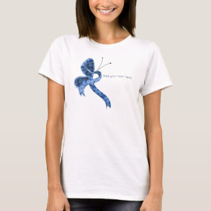 Blue Paisley Awareness Ribbon Butterfly T-Shirt