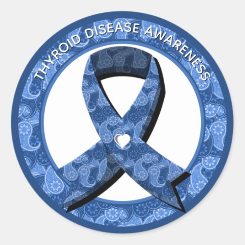 Blue Paisley Awareness Ribbon Classic Round Sticker