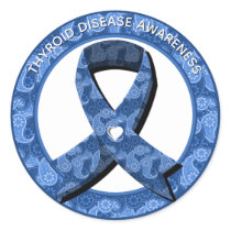 Blue Paisley Awareness Ribbon Classic Round Sticker