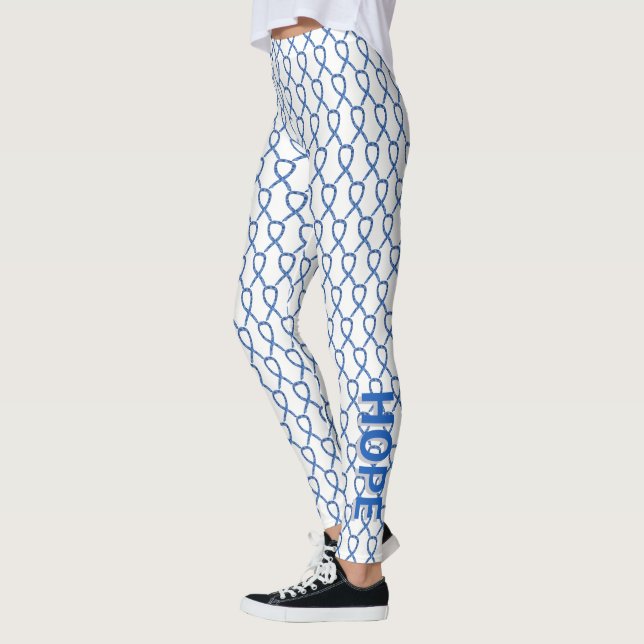 Blue Paisley Awareness Ribbon Custom Leggings (Left)