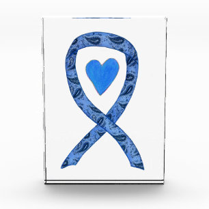 Blue Paisley Awareness Ribbon Paperweight Award