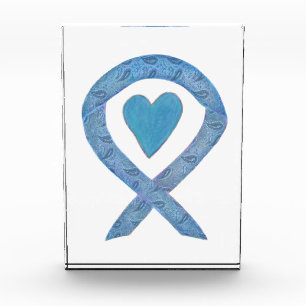 Blue Paisley Awareness Ribbon Paperweight Award