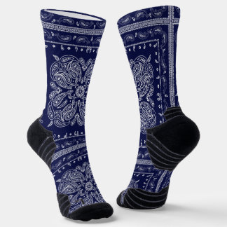Blue Paisley Bandana Print Socks