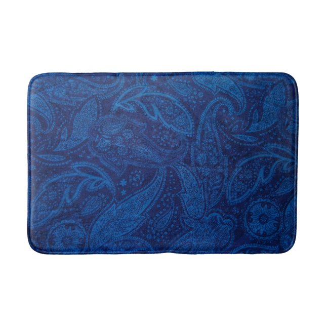 Blue paisley bath mat (Front)