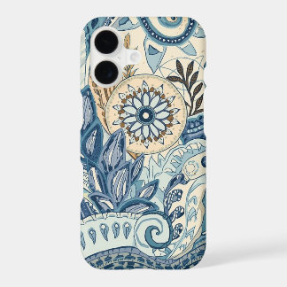 Blue Paisley Boho Floral iPhone 17 Case