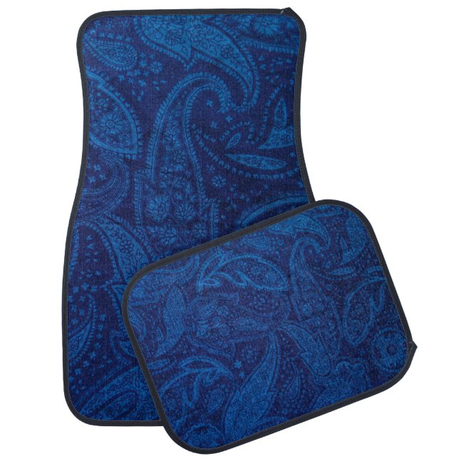 Blue paisley car floor mat (Set)