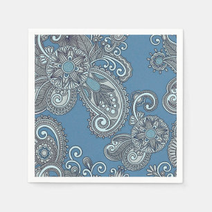 Blue Paisley Cocktail Napkins