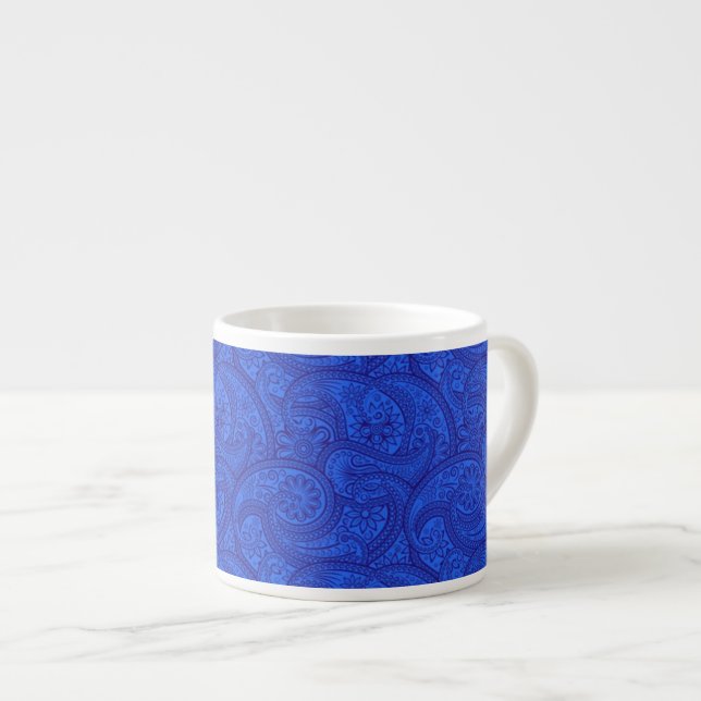 Blue Paisley Espresso Cup (Front Right)