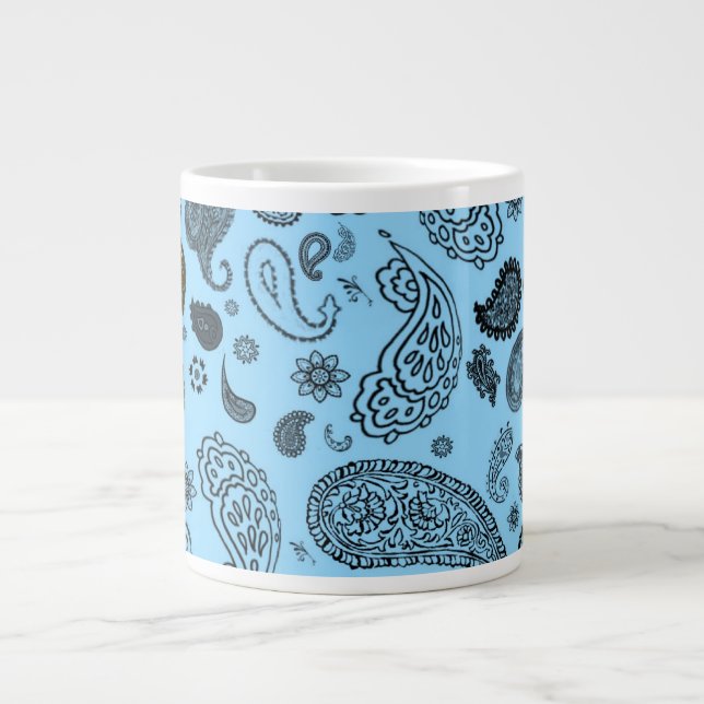 Blue Paisley Giant Coffee Mug (Front)