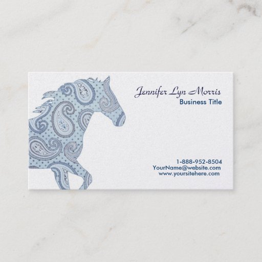 Customizable Blue Paisley Horse Business Cards