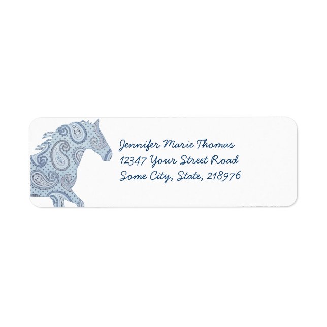 Blue Paisley Horse Label (Front)
