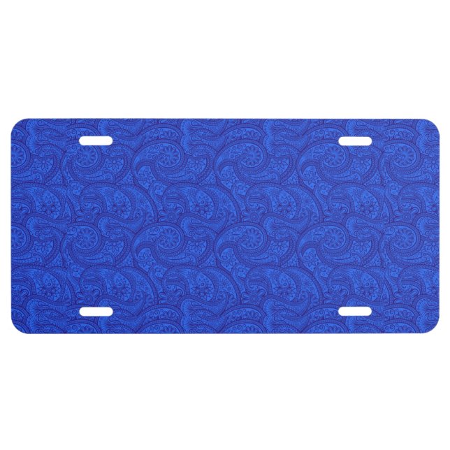 Blue Paisley License Plate (Front)