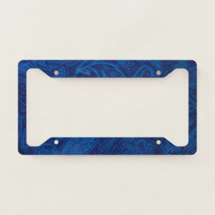 Blue paisley license plate frame