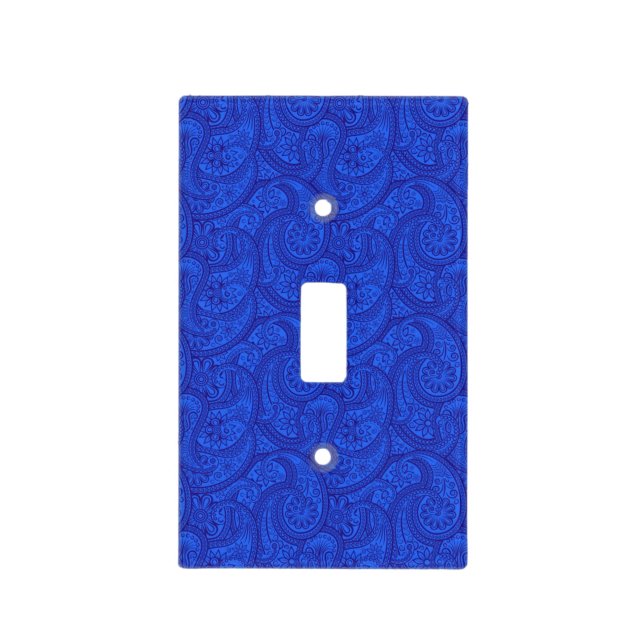 Blue Paisley Light Switch Cover (Front)
