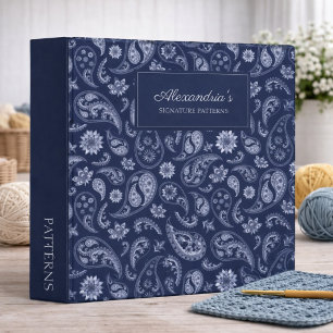Blue Paisley Monogram Pattern Keeper 3 Ring Binder