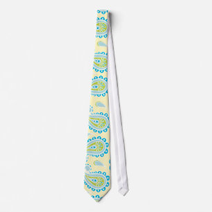 Blue Paisley on Yellow Neck Tie