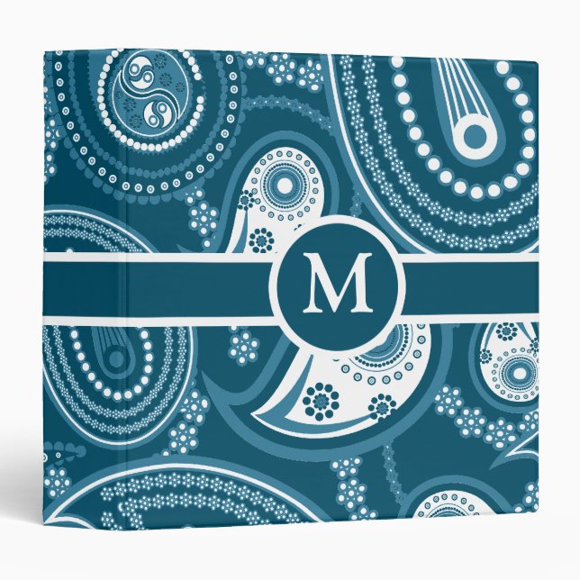 Blue Paisley Pattern 3 Ring Binder (Front/Spine)