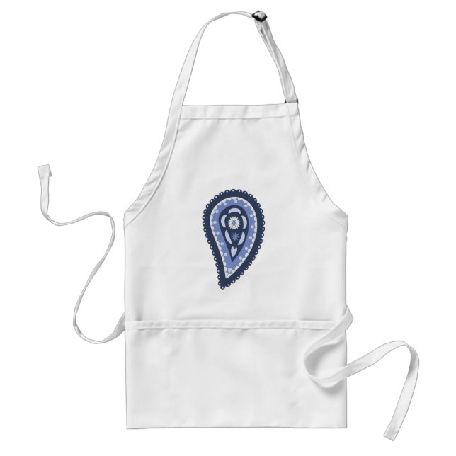 Blue Paisley Pattern Adult Apron (Front)