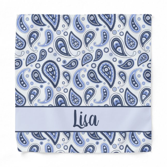 Blue Paisley Pattern Bandana (Front)