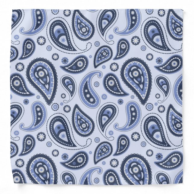 Blue Paisley Pattern Bandana (Front)