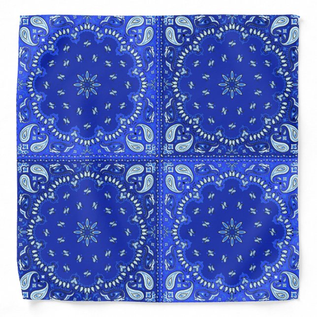 Blue Paisley Pattern Bandana (Front)
