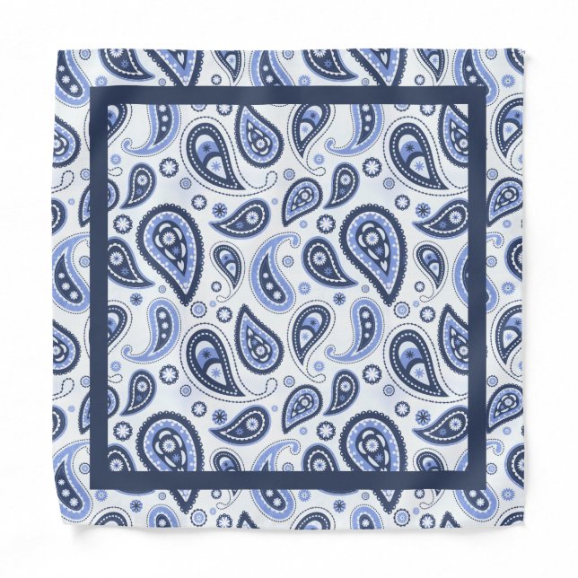 Blue Paisley Pattern Bandana (Front)