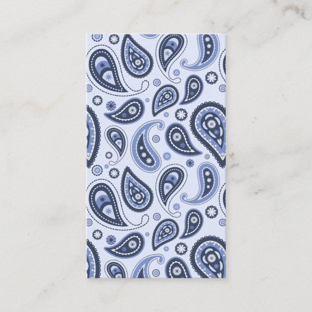Blue Paisley Pattern Business Card (Front)