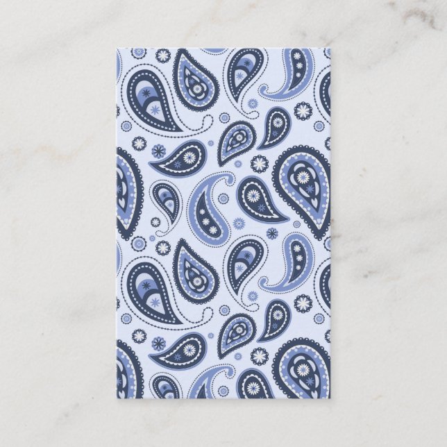 Blue Paisley Pattern Business Card (Front)