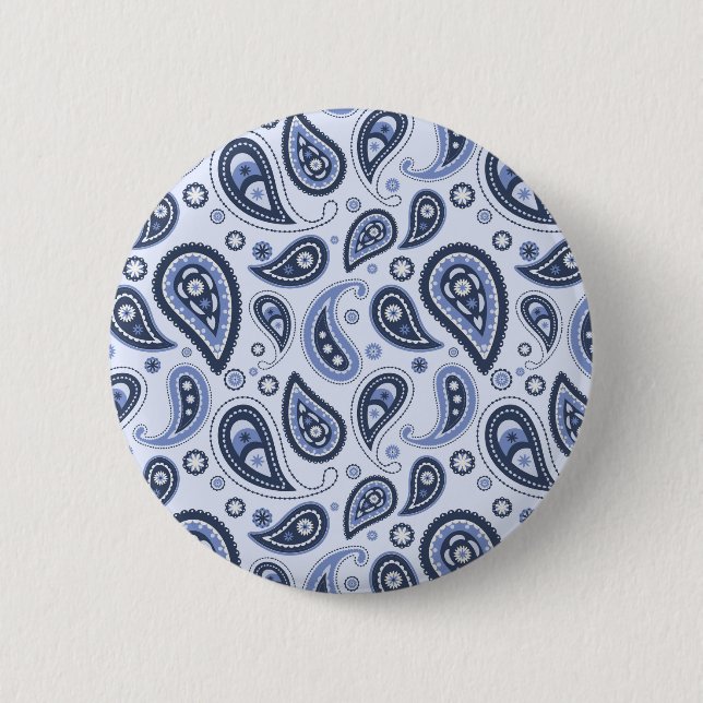 Blue Paisley Pattern Button (Front)