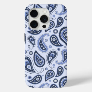 Blue Paisley Pattern iPhone 15 Pro Case