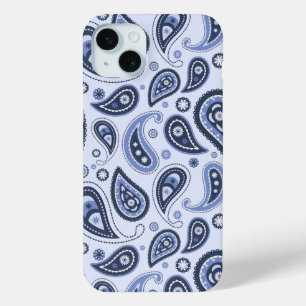 Blue Paisley Pattern iPhone 15 Plus Case