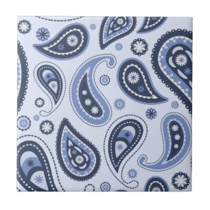 Blue Paisley Pattern Ceramic Tile