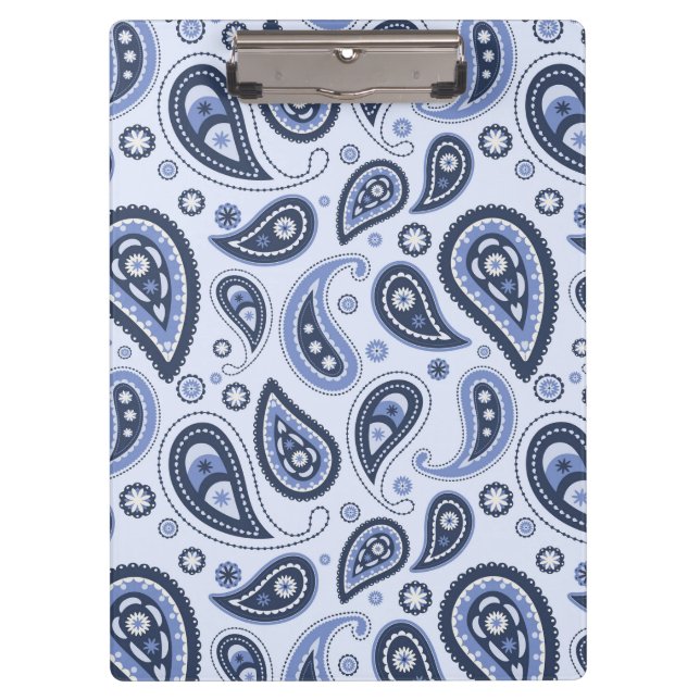 Blue Paisley Pattern Clipboard (Front)