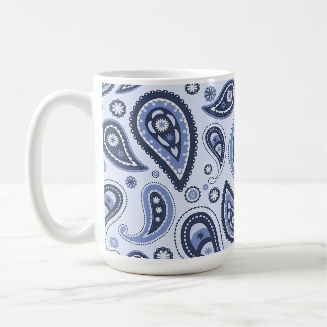 Blue Paisley Pattern Coffee Mug (Left)