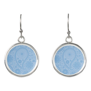 Blue paisley pattern earrings