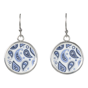 Blue Paisley Pattern Earrings