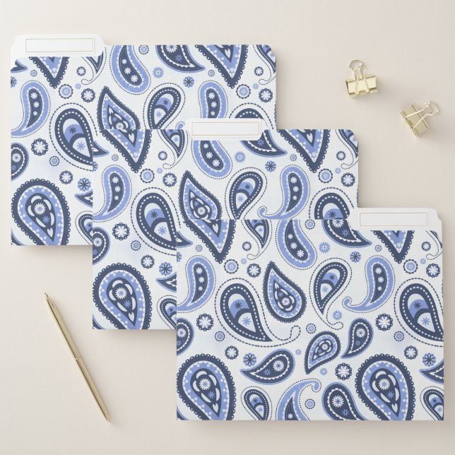 Blue Paisley Pattern File Folder (Set)