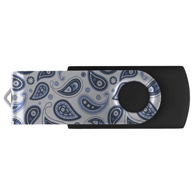 Blue Paisley Pattern Flash Drive (Back)