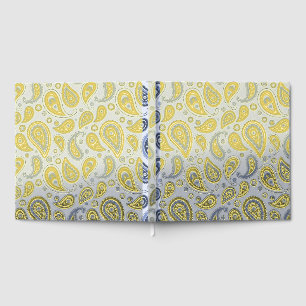 Blue Paisley Pattern Foil Guest Book