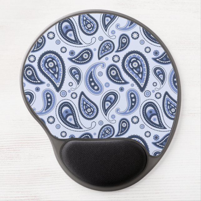 Blue Paisley Pattern Gel Mouse Pad (Front)