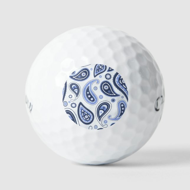 Blue Paisley Pattern Golf Balls (Front)